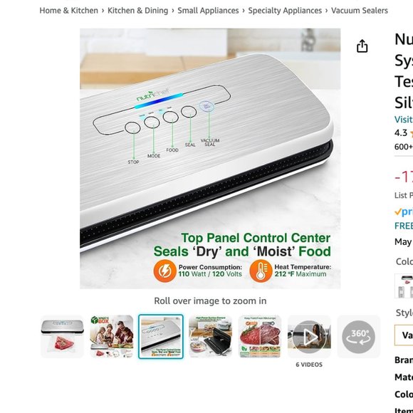 NutriChef PKVS Sealer + Big Box of Food Saver Bags - Picture 3 of 12